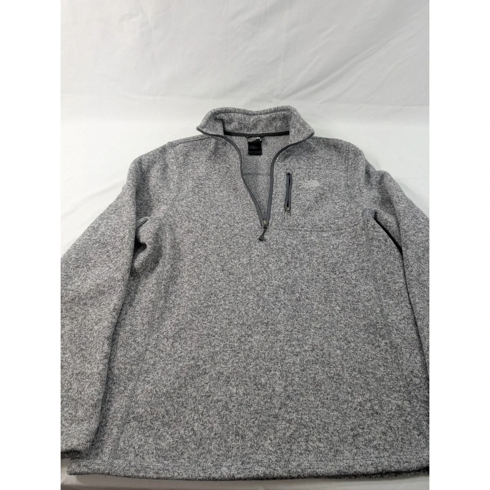 The North Face Pullover Mens Medium Gray Quarter Zip Fleece Sweater Hiking
